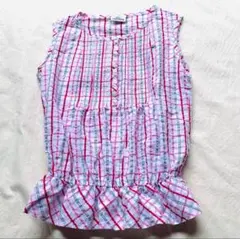 ラコステ　ブラウス　刺繍　チェック ピンク サイズ40