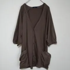 GU　ジーユー　カーディガン【XL】茶　オーバーサイズ　レーヨン混　ゆったり