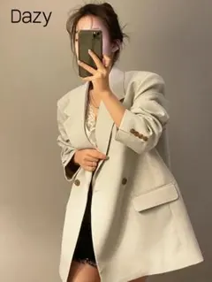 【Dazy】ダブルボタン ラペル カラー ブレザー