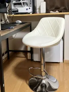 ホワイト バースツール ダイヤモンドキルティング