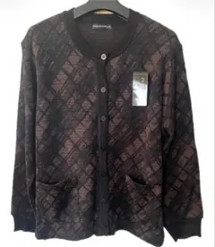 PURSUIT DE IDEAL ニットカーディガン チェック柄 ブラウン系