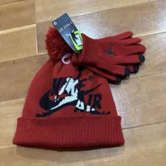 レッド ニット帽 手袋 セット ユース　NIKE ジョーダン