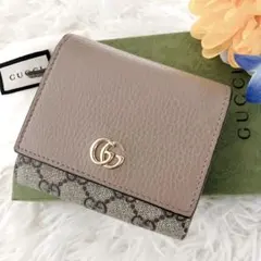 GUCCI 財布 ピンク GGマーモント二つ折り スプリーム バイカラー