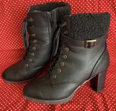 レースアップブーツ 24センチ ブラック