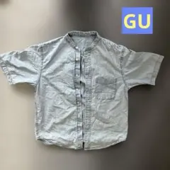 ⑥GU ライトブルー コットンシャツ S メンズ 半袖 爽やか 春夏 薄手 中古