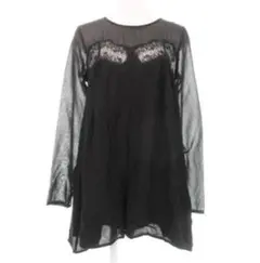 ZARA オールインワンコンビネゾン ロンパース風 長袖 ショートパンツL 黒