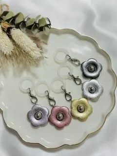 お花のアンブレラマーカー　シルバー5個セット