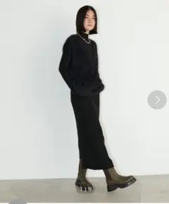 LARUTA リブニットワンピース フェザーベスト セット