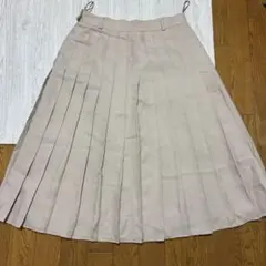 プリーツスカート　ミディ丈　ベージュ　古着