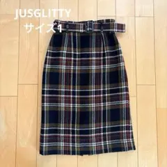 JUSGLITTY チェック柄 ベルト付き タイトスカート　サイズ1 S