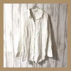 BAYFLOW◆長袖シャツ（3） リネン素材　白　無地　薄手　シンプル