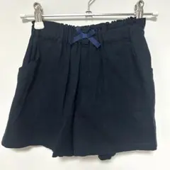130サイズ ネイビー 濃紺 ハーフパンツ キッズ リボン付き シンプル