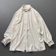 Paul Smith とろみブラウス 花柄 アイボリー 洗える 46のサムネイル