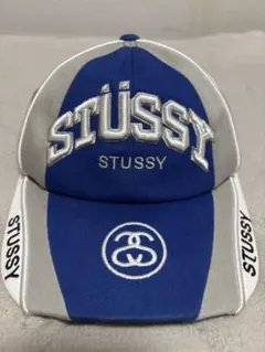 STÜSSY 刺繍ロゴ キャップ 青 グレー