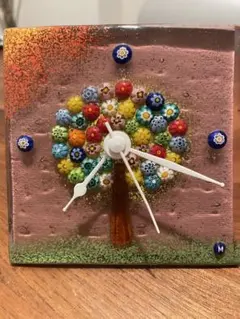 ムラーノ ミルフィオリ 生命の木 置時計 台座付き ベネチアングラス