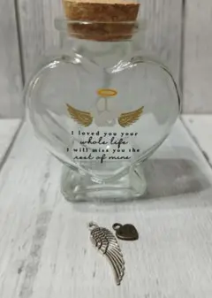ハートのガラス瓶／ ペットメモリアル／猫ちゃんの思い出／アクセサリー付き／新品
