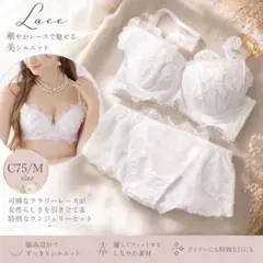 ドゥペルル スリジエフルーリス ブラジャーバックレースショーツC75M ホワイトのサムネイル