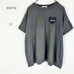 ◆ズッカ【M】UネックTシャツ 刺繍 ワンポイント ハート 日本製 カジュアルのサムネイル