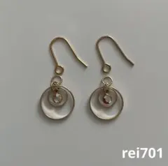 No.642 シンプル　クリスタルオーロラ×メタルフープ　ピアス　イヤリング