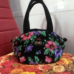 フェイラー　feiler 小さいバッグ　ポーチ　ボストン　ブラック　花柄