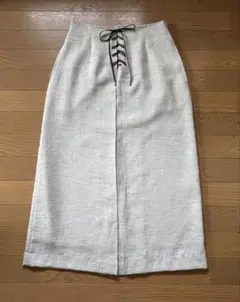 COMME CA ISM グレー レースアップ ロングスカート　【新品】