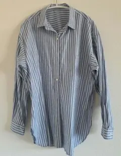 GLOBAL WORK　365日マイスタイルシャツ　ブルーラメストライプ　XL