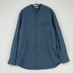 GU ジーユー ブルー 長袖 バンドカラーシャツ Mサイズ
