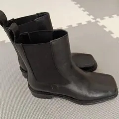 ZARA レザースクエアトゥアンクルブーツ 36 （23.5cm）