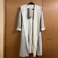 PLST プラステ　ウール　テンセル　リバー フード　ガウンコート　グレー　L