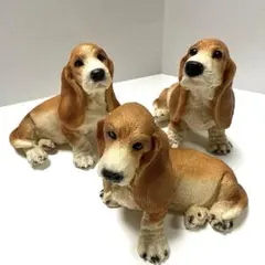 イタリア製 カスターニャ 置物 バセットハウンド 子犬 3点セット