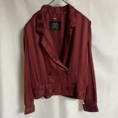 伊太利屋　ワインレッド ストライプ ダブルブレストジャケット 昭和レトロ