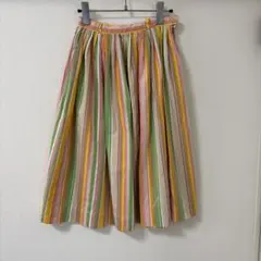 ストライプ プリーツスカート カラフル　ストライプ　アメリカ古着　アメリカ輸入