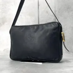 【極美品】ロエベ ショルダーバッグ アナグラム レザー キャンバス ナイロン 黒 日本直送 名牌中古包 】LOEWE ロエベ ショルダーバッグ ブラック