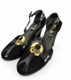 FENDI フェンディ ロゴプレート Tストラップ パンプス ブラック 23cmのサムネイル
