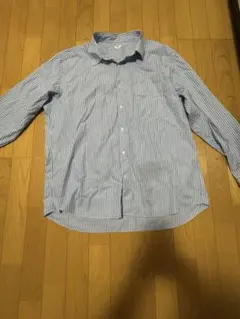 青と白のストライプ ボタンダウンシャツ XL