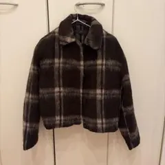ZARA ブラウン系チェック クロップドジャケット S
