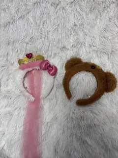 ‼️週末セール‼️ピンク王冠カチューシャとクマ耳カチューシャセット