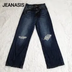ジーナシス　デニム　ワイドパンツ　ダメージ加工　M