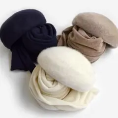 ★新品★【AnSPINNEN】カシミア100%　ベレー帽　ベージュくるみの木別注