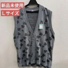 花柄 ニットベスト Lサイズ グレー