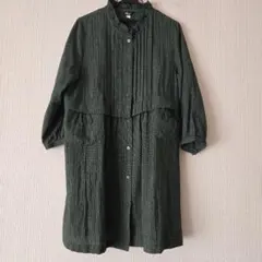 KASUMI ダークグリーン ストライプ ワンピース M-L