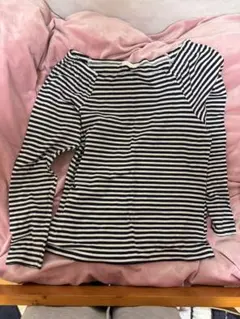 earth music&ecology ボーダー長袖Tシャツ M ネイビー