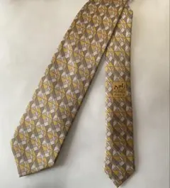 HERMES エルメス ネクタイ 幾何学模様 イエロー