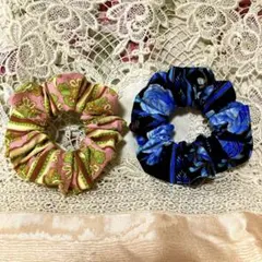 シュシュ2個セット　ピンク＆ブルー