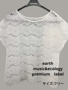 【美品】earth music&ecology レース半袖トップス　シースルー