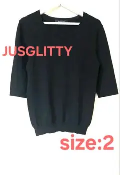 JUSGLITTY 五分袖ニット Mサイズ 黒