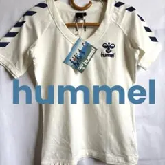 未使用◆hummel◆ヒュンメル◆ローレルリーフロゴ◆刺繍ロゴ◆V開き◆Tシャツのサムネイル