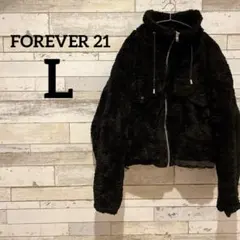 FOREVER 21 【L】 ブラック フリースジャケット アウター ボア