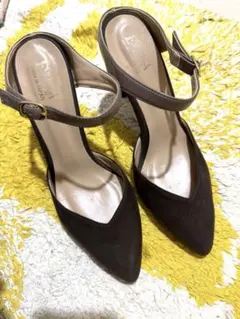 ダークブラウン アンクルストラップ ハイヒール　エスペランサ