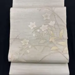 夏物見切り新品☆夏物,単衣兼用袋帯仕立上り☆西陣老舗伝統涼感工芸露芝花文特選紗織